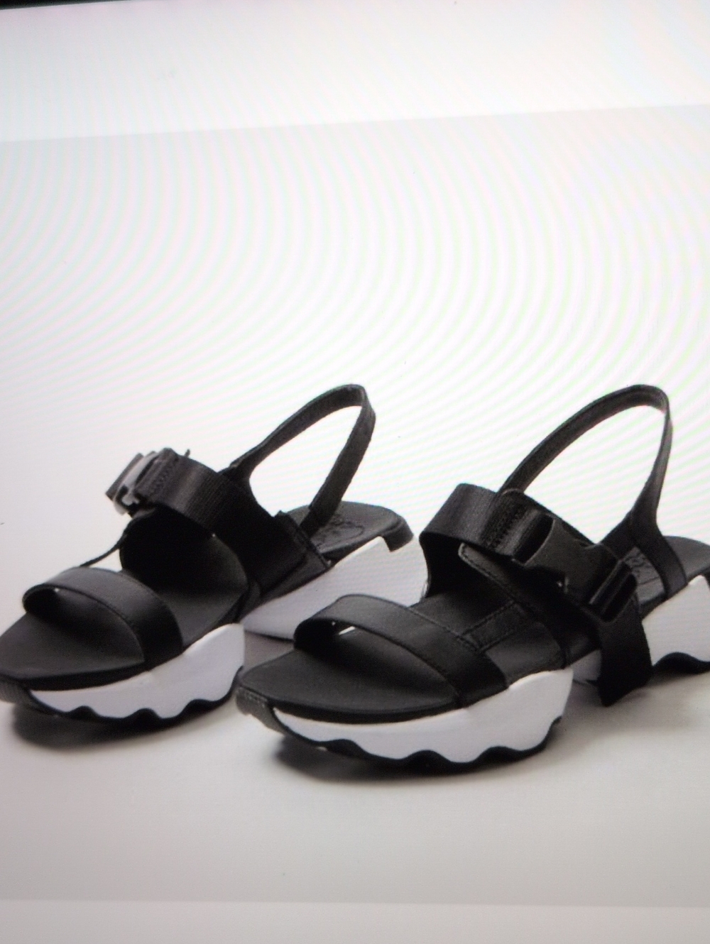 Sorel Black & White Kinetic Impact Sport Sandals With Snap Click Buckle
